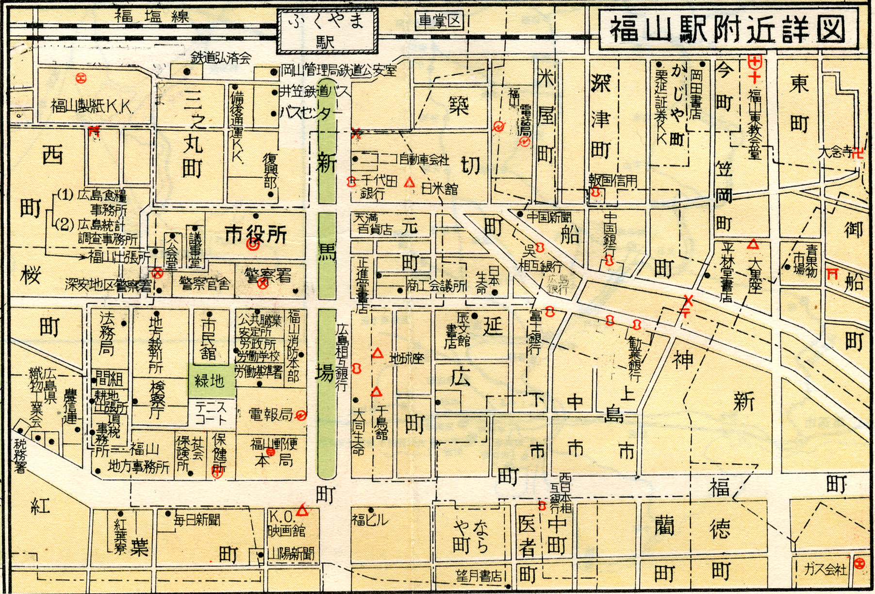 昭和27年頃の市街地地図