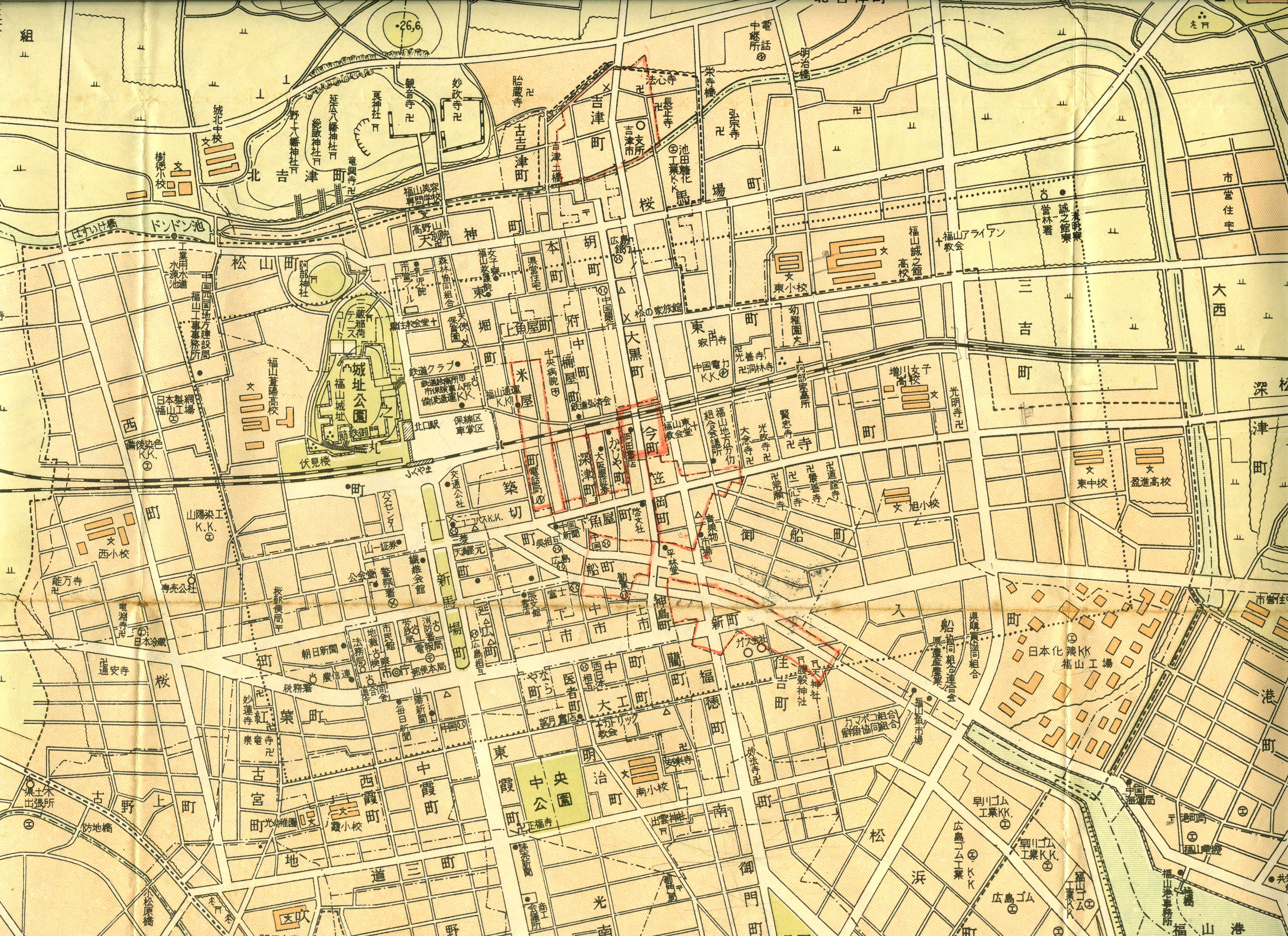 昭和36年 福山市内地図